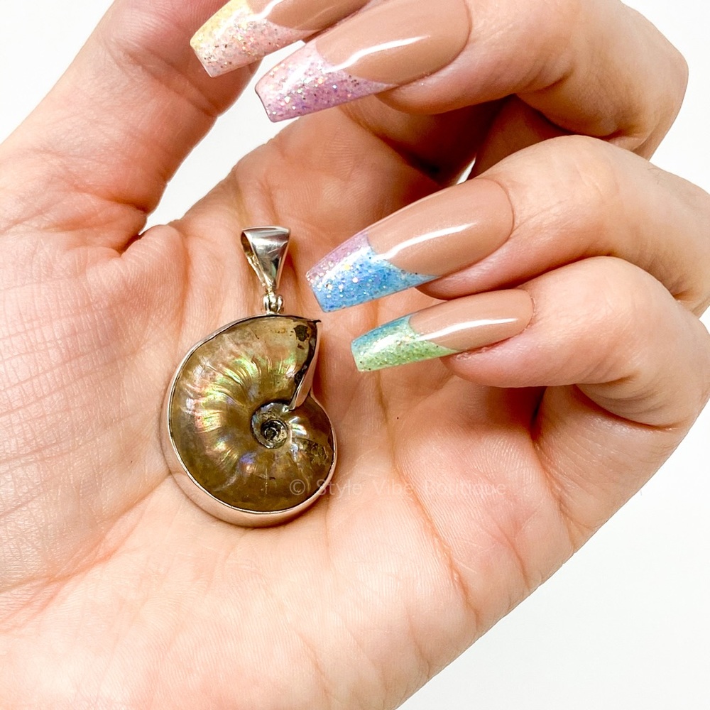 Starborn Full Circle Ammonite Shell Pendant 925 Sterling